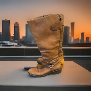 Enzo Angiolini‎ Womens 5.5 Western Country Boots Brown Leather Riding Side Zip